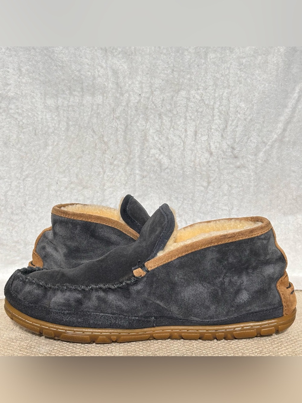 LL Bean Mens Blue Suede Wicked Good Shearling-Lined Moc SlipOn Boots Shoes SZ 10 - Picture 7 of 11